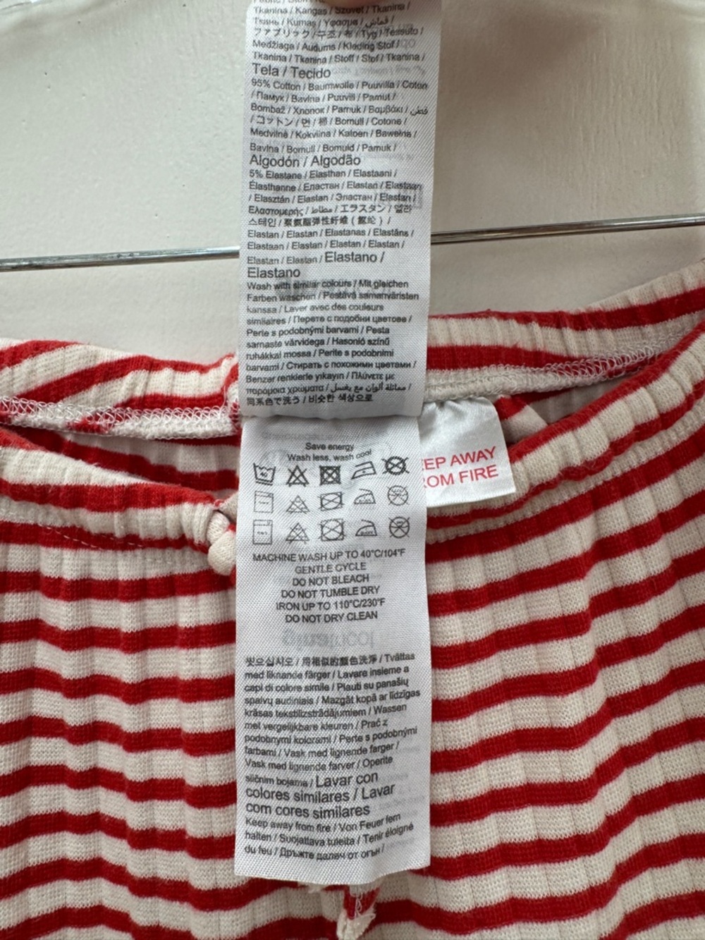 Gina Tricot Women's Red & White Striped Ribbed Wide-Leg Trousers Pants Size S - Picture 6 of 8